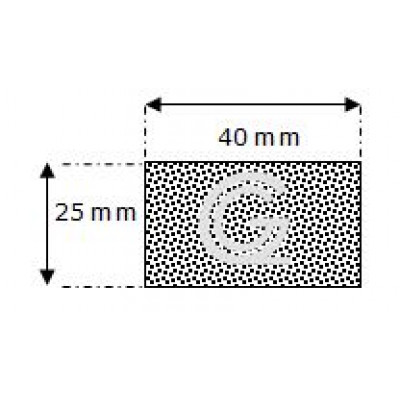 Rechthoekig mosrubber snoer | 25 x 40 mm | rol 25 meter